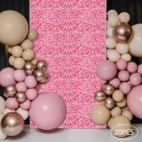 Miniatura 2 de Panel de pared de flores artificiales, 20 piezas de fondo de fotografía romántica, fiesta de boda de follaje sintético, fondo floral de hortensias