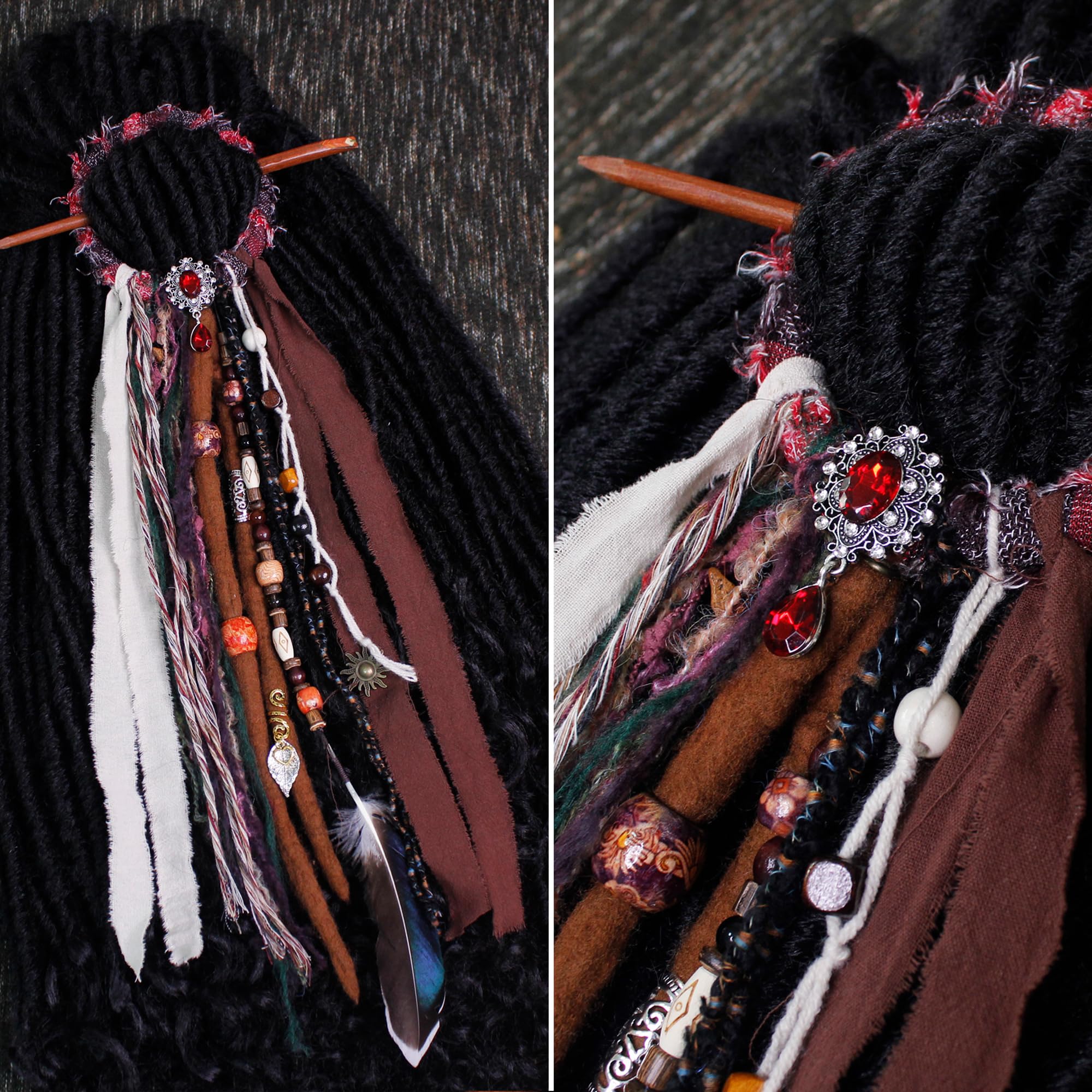 Hair Tie Dreadlock Accessories Fabric Wrap Secure Ponytail Holders for Women & M FRDTLUTHW Swirl Hair Tie Spiral Lock Ponytail Holder - Red  main image 4