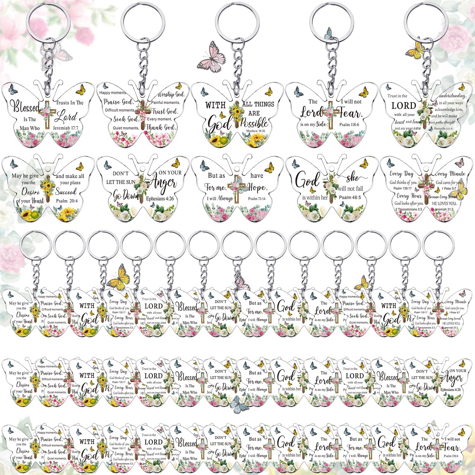 Christian Party Favor Mini Bible Verse Keychain Gifts Religious Scripture Keychain Gifts for Women Mom Mother's Day
