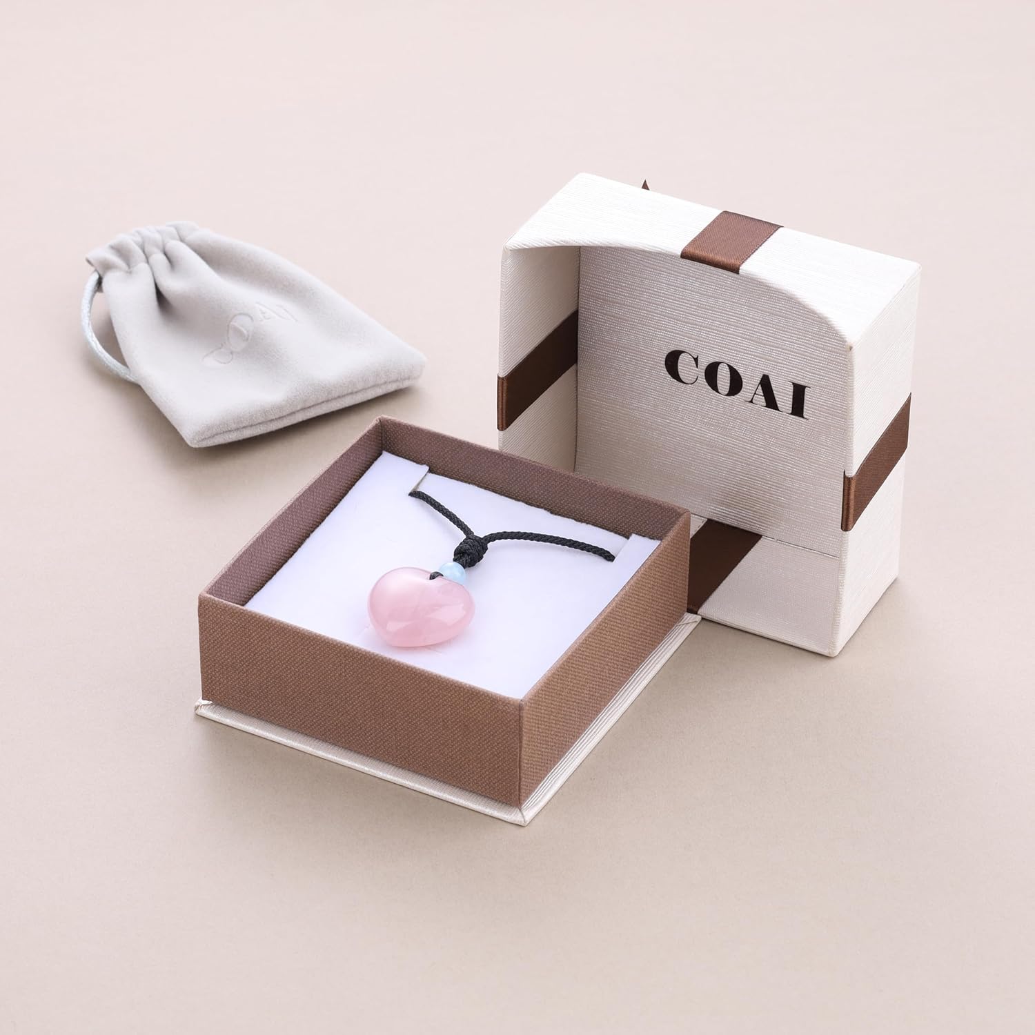 Womens Rose Quartz Crystal Heart Pendant Necklace - Image 6