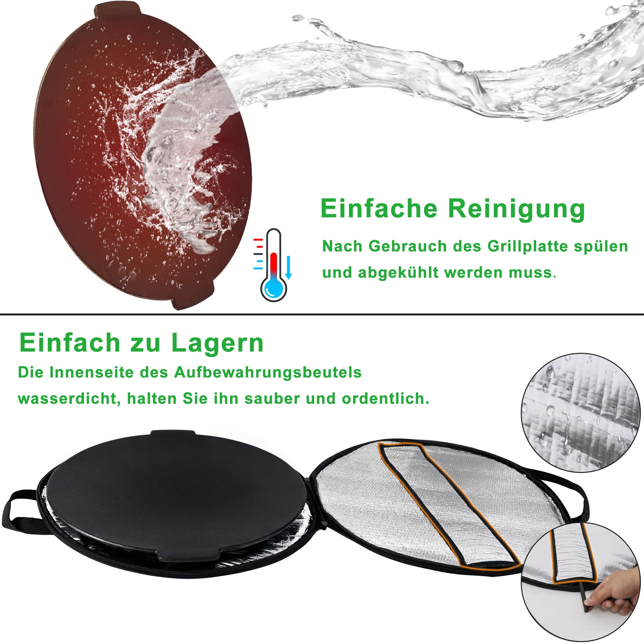 XMTECH Dutch Oven żeliwna patelnia grillowa, okrągła, Ø 45 cm, wysokość 37 cm, z 3 nogami, żeliwo, trójnożna płyta grillowa