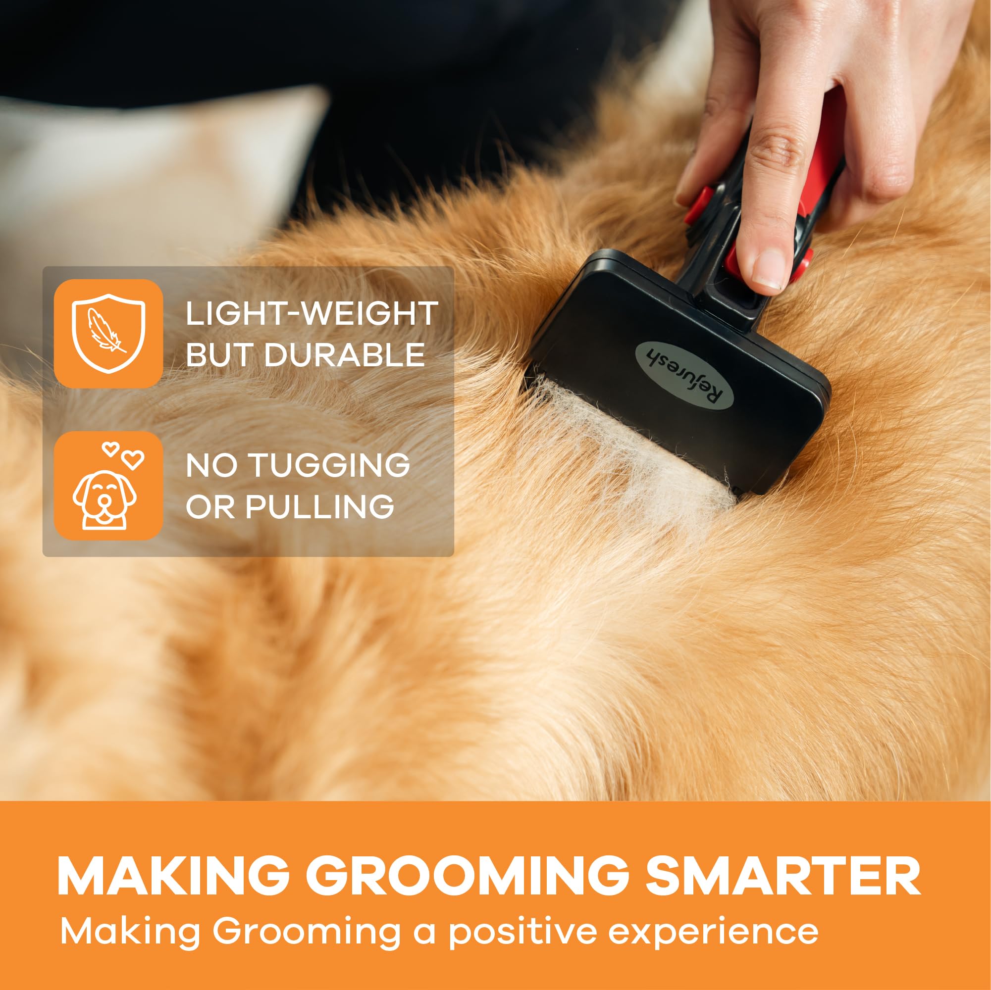 Cepillo de pelo para perros, gatos y mascotas de pelo largo - Cepillo ligero para desprendimiento, masaje y aseo - Peine desenredante y suministros de deshedder - mediano, rojo