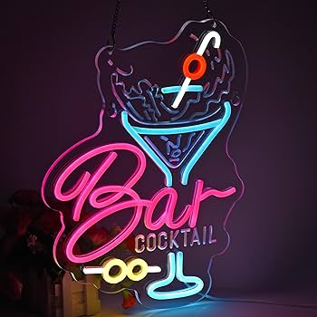 LEDネオン　カクテル　bar　バー　インテリア　店舗装飾　オーダーメイド　照明 Amazon | JOMOBUTY BARネオンサイン 多階段調光可 LED バー