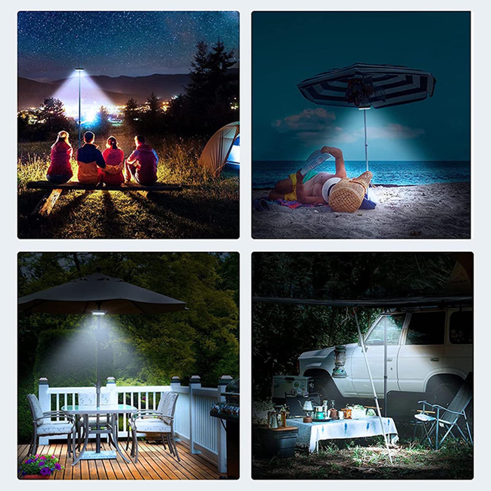 Luces De Paraguas/Parasol Al Aire Libre Luz De Sombrilla De Patio Luces De Iluminación para Sombrilla De Jardín Al Aire Libre 48 Luz LED con 3 Modos para Piscina Terraza Jardín Y Playa