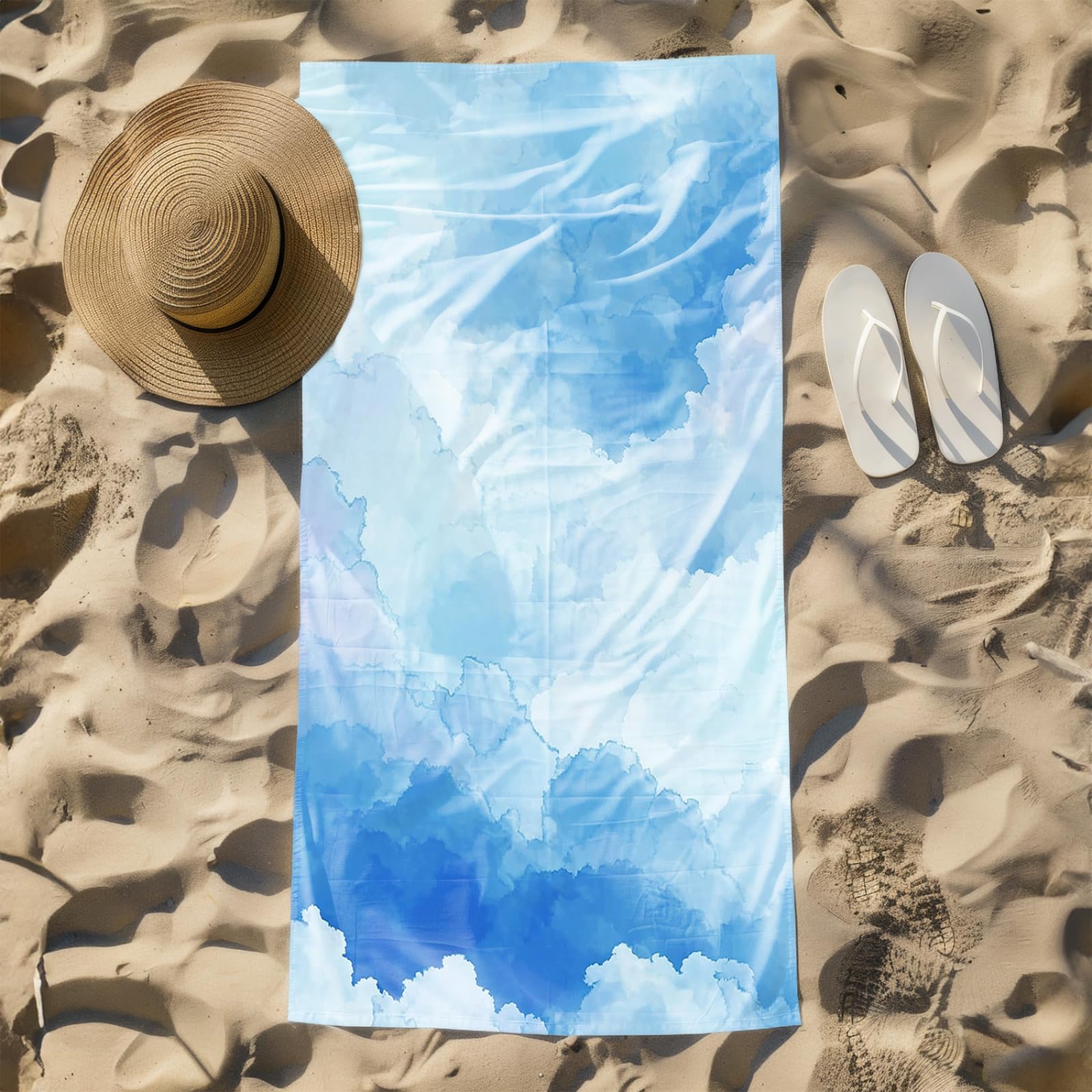 Générique Serviette de Plage XXL Modèle Bleu | Grande Taille Serviette de Plage et Douche Avec Elastique Microfibre Absorbante et Légère Sport Séchage Rapide