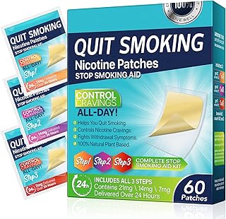 Quit Smoking Patches - Steps 1 Through 3 to Quit Smoking, Stop Smoking Aid, 21mg, 14mg, 7mg Easy and Effective Anti-Stickers, Best Product to Help Stop, 60 Patches