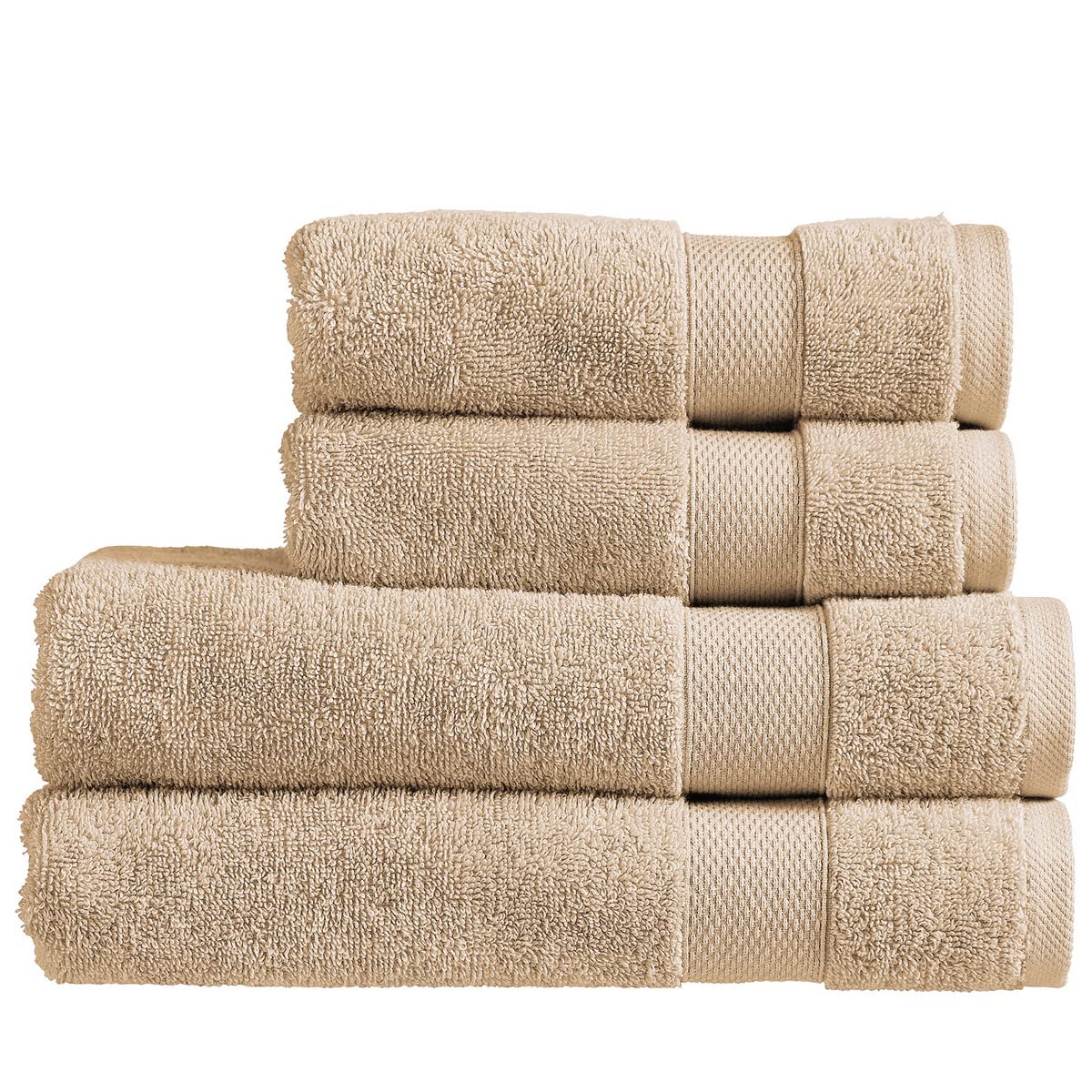 Christy Refresh Bathroom Towel Set | Set of 4 | 2 Bath 2 Hand | Quick Dry | Gentle Pastel Tones | Soft Absorbent Shower Towels | 100% Cotton 550GSM | Driftwood Brown