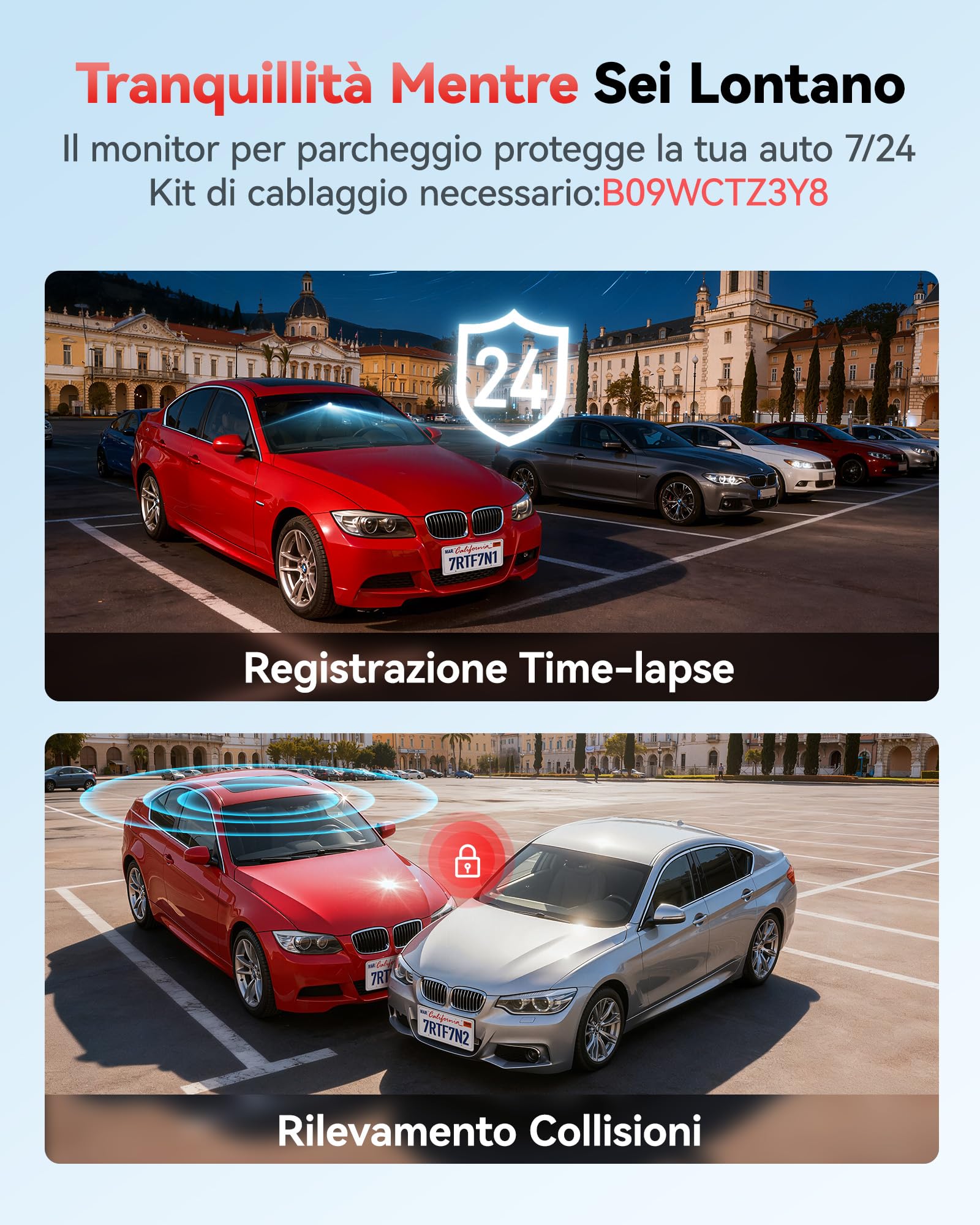 REDTIGER F7N Dual Dash Cam 4K WiFi Integrato GPS Frontale 4K/2.5K e Posteriore 1080P Dual Dash Camera per auto, Scheda da 64G Inclusa, Display 3,18", Grandangolare 170°, Monitoraggio del parcheggio - Vista 6