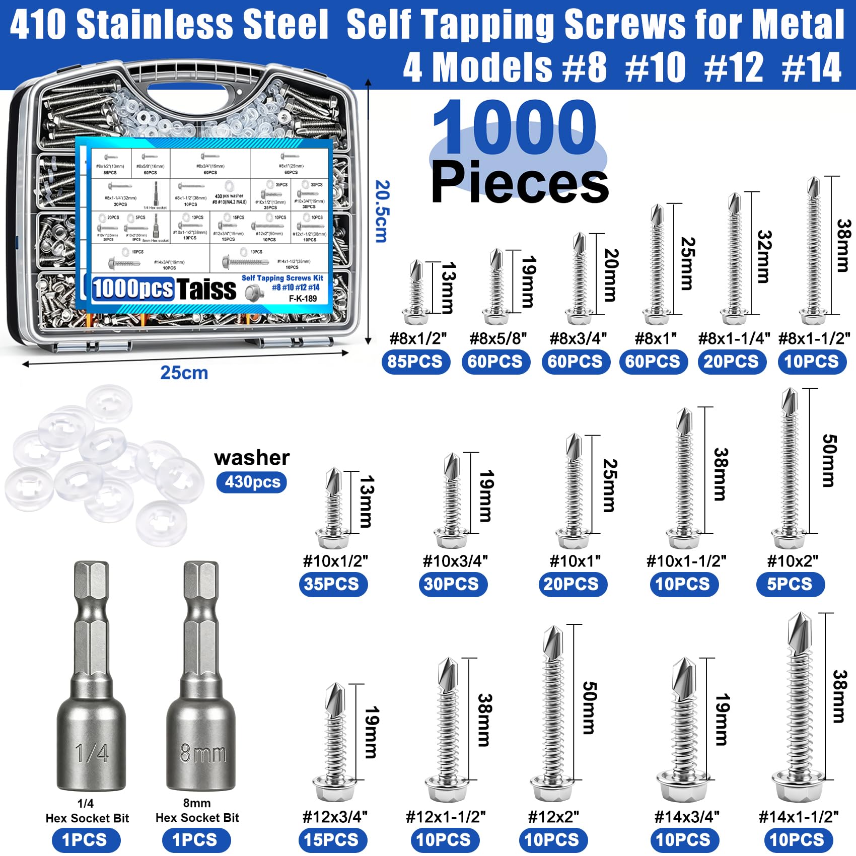 1000 Stainless Steel Self Tapping Screws -2 1000 Stainless Steel Self Tapping Screws -2