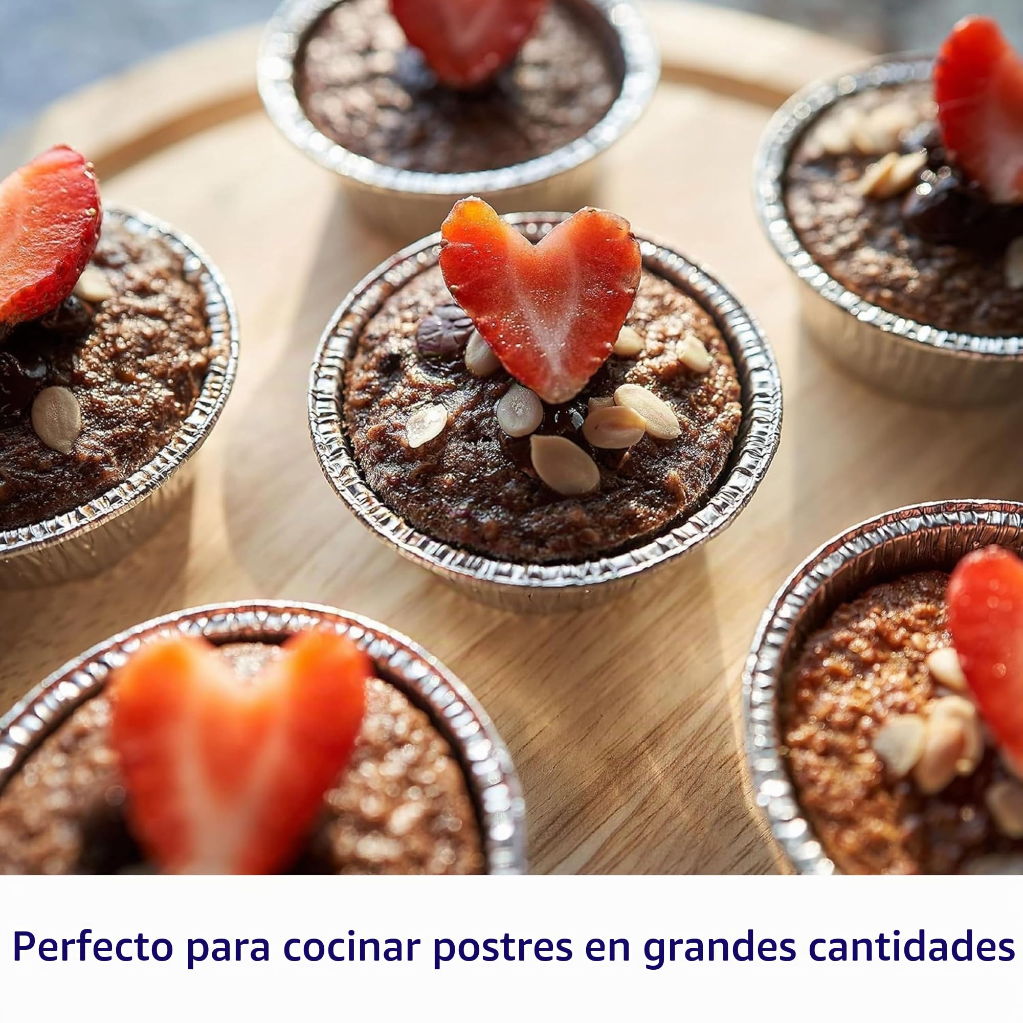 ebake Moldes Desechables Reposteria - (200ml) Paquete de 100 Moldes Horno Reutilizables - Moldes de Aluminio para Freidora de Aire - Molde Flan para Horneado de Muffins, Tartas y Pudding