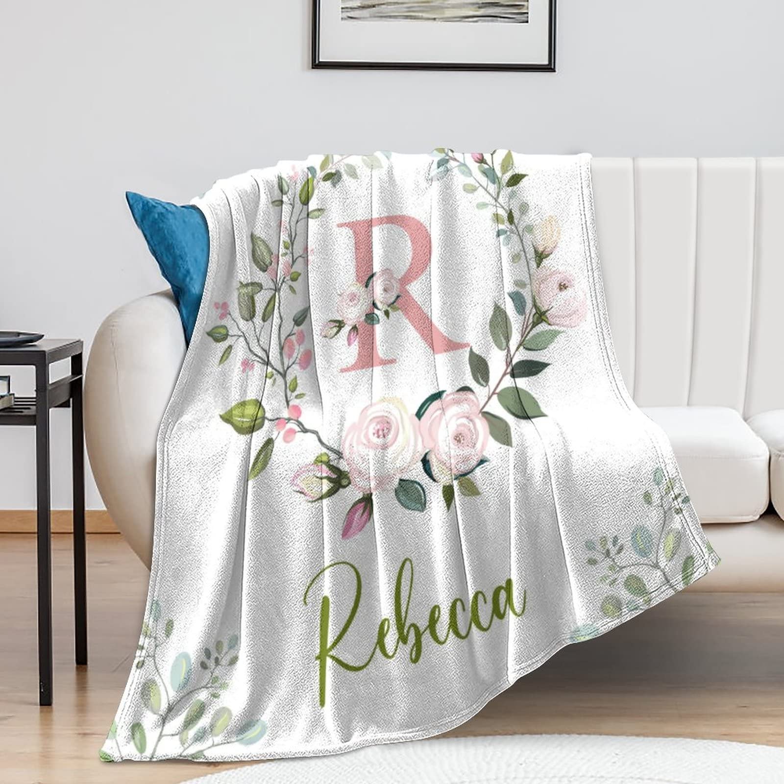 Personalized Baby Blanket With Name - Custom Fleece Throw 50x60 Inches With Flower Design For Kids & Adults - View #7