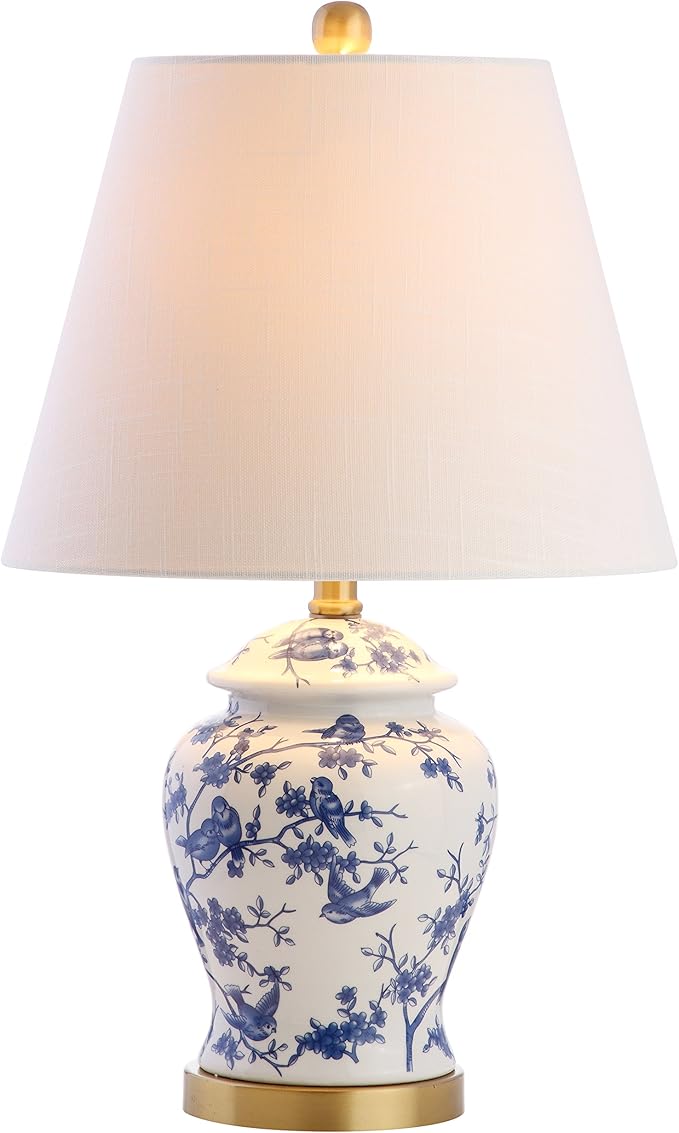 JONATHAN Y JONATHAN Y JYL3005A Penelope 22" Chinoiserie LED Table Classic Cottage Bedside Desk Nightstand Lamp for Bedroom Living Room Office College Bookcase LED Bulb Included, Blue/White