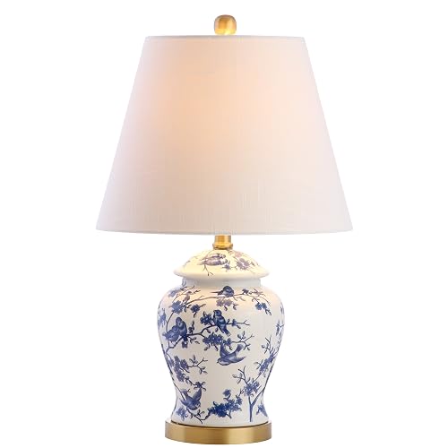 JONATHAN Y 22" Blue/White Ceramic Table Lamp, French Country Chinoiserie