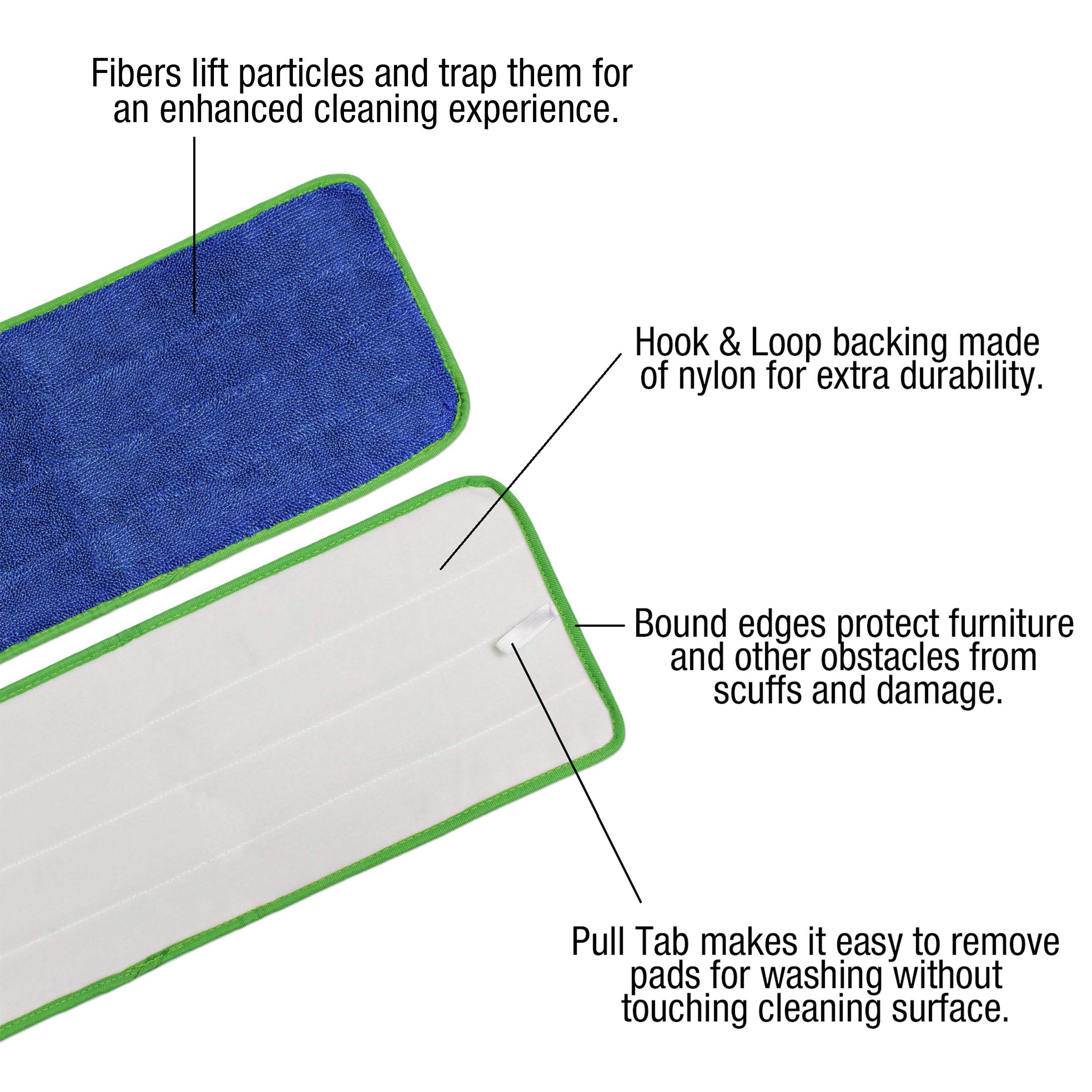 Cleanaide multiusos Mega microfibra Mop Pad 24 pulgadas Verde 6 unidades