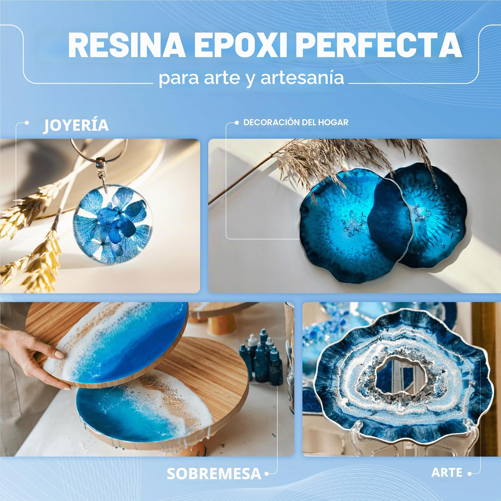 CRAFT RESIN 2L Resina Epoxi para Manualidades – Kit de Resina Epoxi Transparente para Madera, Arte, Joyería y Posavasos – Completo Epoxy Resin de Baja Viscosidad para Principiantes y Profesionales.