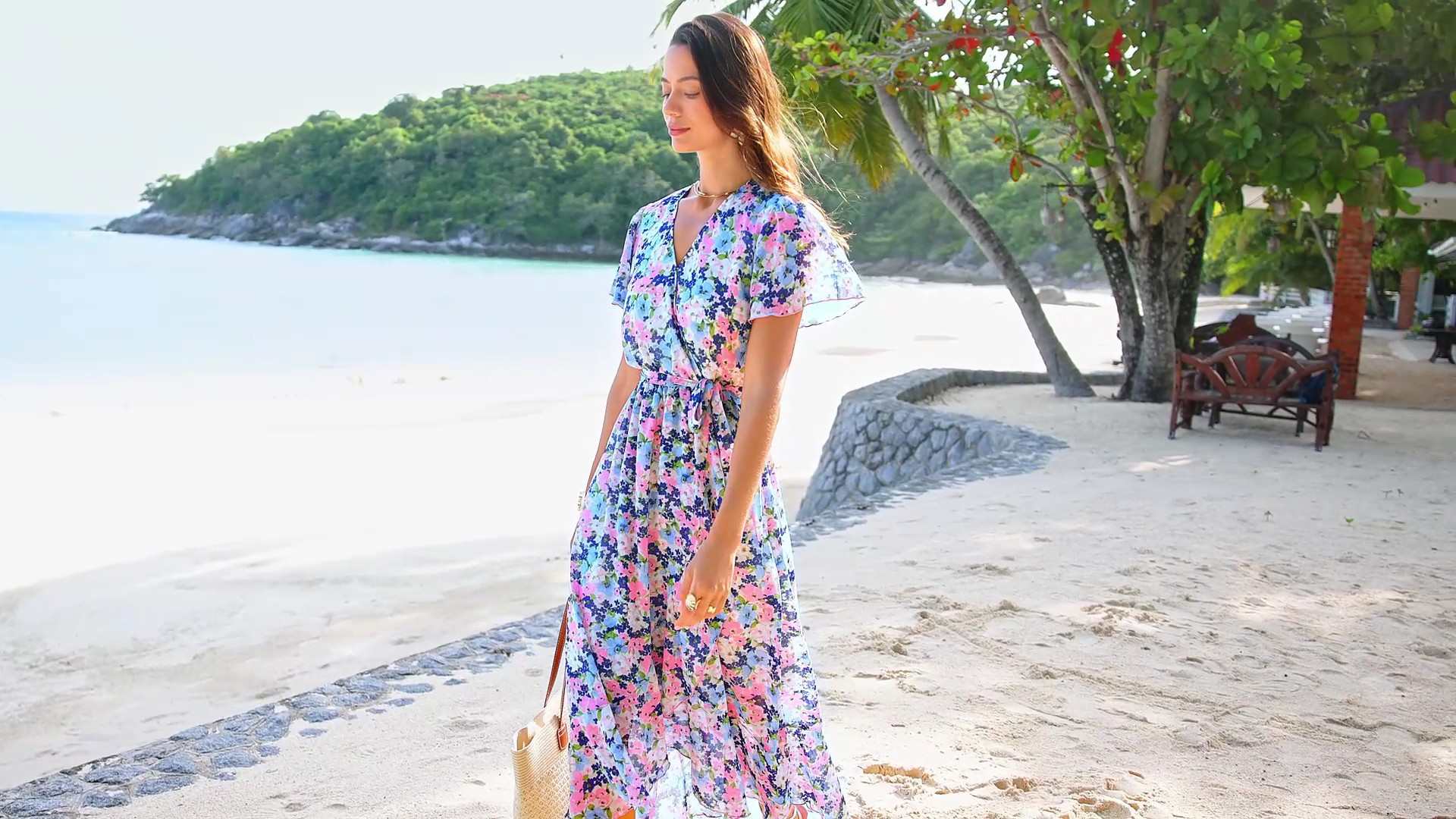 Amazon.com: PRETTYGARDEN Women's Summer Floral Boho Dress Wrap V Neck Short  Sleeve Ruffle A-Line Flowy Maxi Wedding Guest Dresses (Apricot Floral,Small)  : Clothing, Shoes & Jewelry