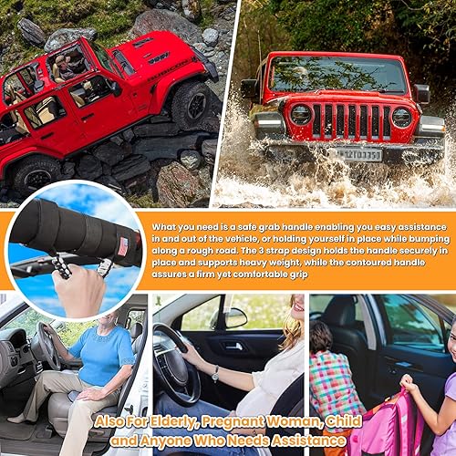 Miniatura 4 de Asas de agarre de barra antivuelco+mango de agarre para reposacabezas para Jeep Wrangler YJ TJ JK JKU JL JLU Sport Sahara Freedom Rubicon Unlimited