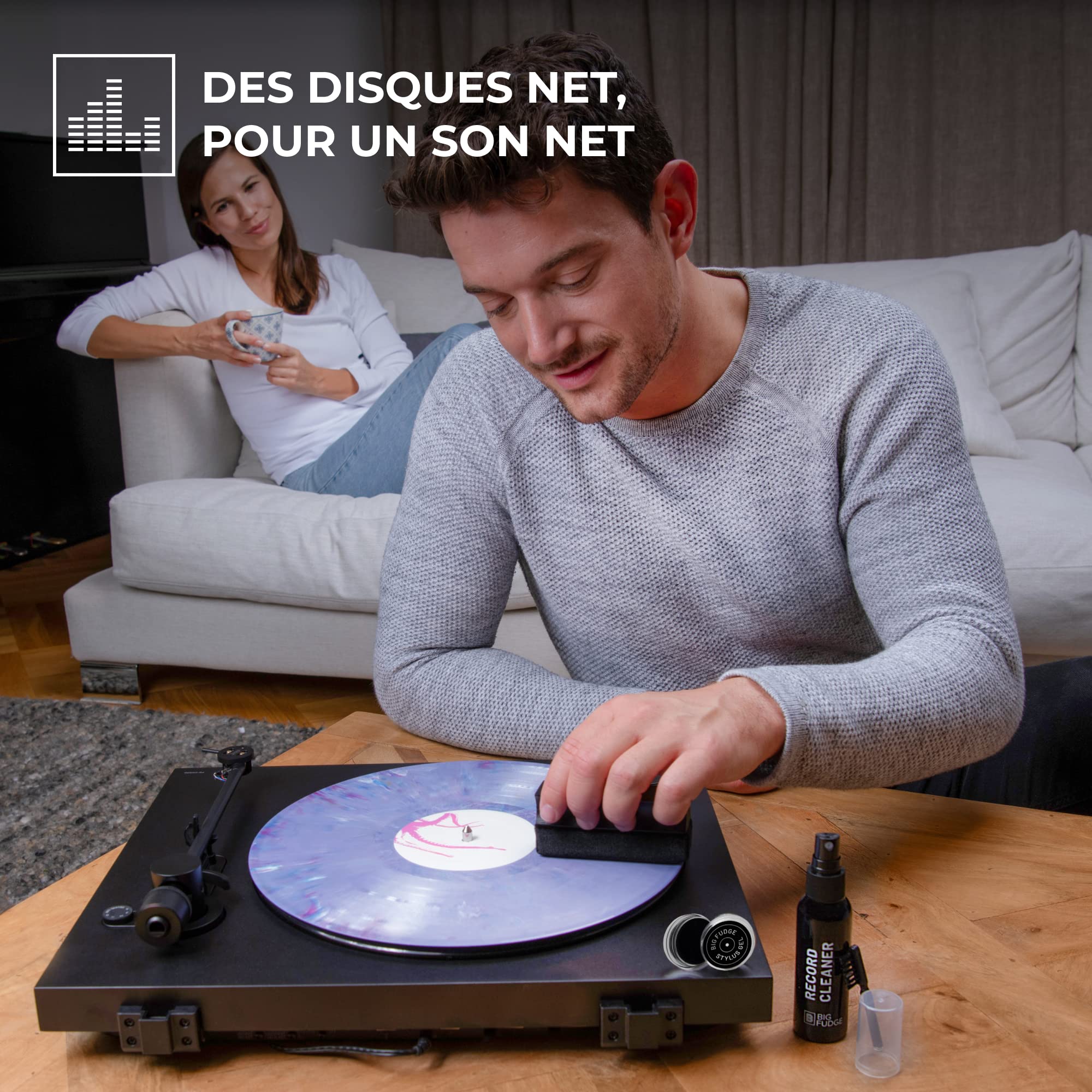 Big Fudge Professional Series Kit de Nettoyage Vinyle - 5-en-1 - Avec Brosse de Nettoyage en Velours, Liquide de Nettoyage et Gel Stylet