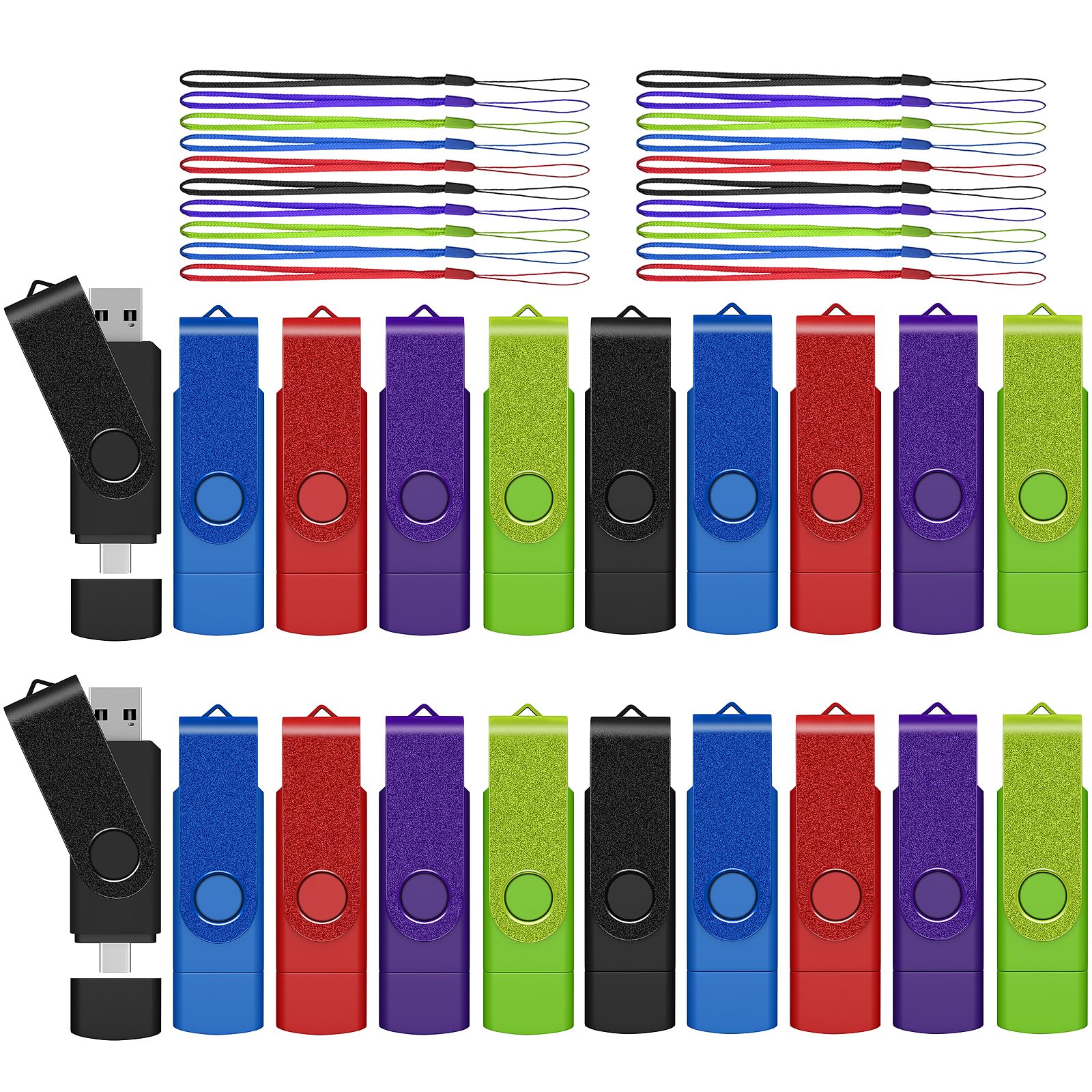 AreTop Chiavetta USB C da 4 GB 2 in 1 OTG USB 2.0 + chiavetta di memoria di tipo C con portachiavi Dual Type-C Thumb Drive Photo Stick Jump Drive per smartphone Android, computer, tablet, PC
