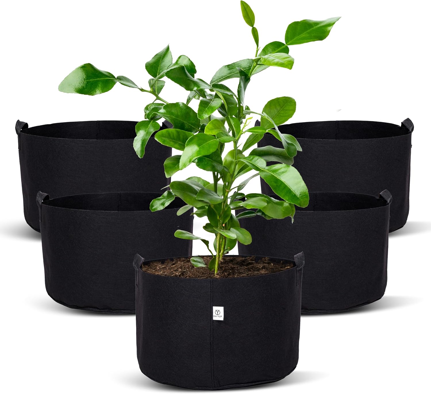 5-Pack 15 Gallon Grow Bags with Handles, Eco-Friendly Felt Fabric Planters for Plants, Vegetables, and Flowers Growth - Breathable, Durable & Reusable - Perfect Indoor & Outdoor Gardening pots