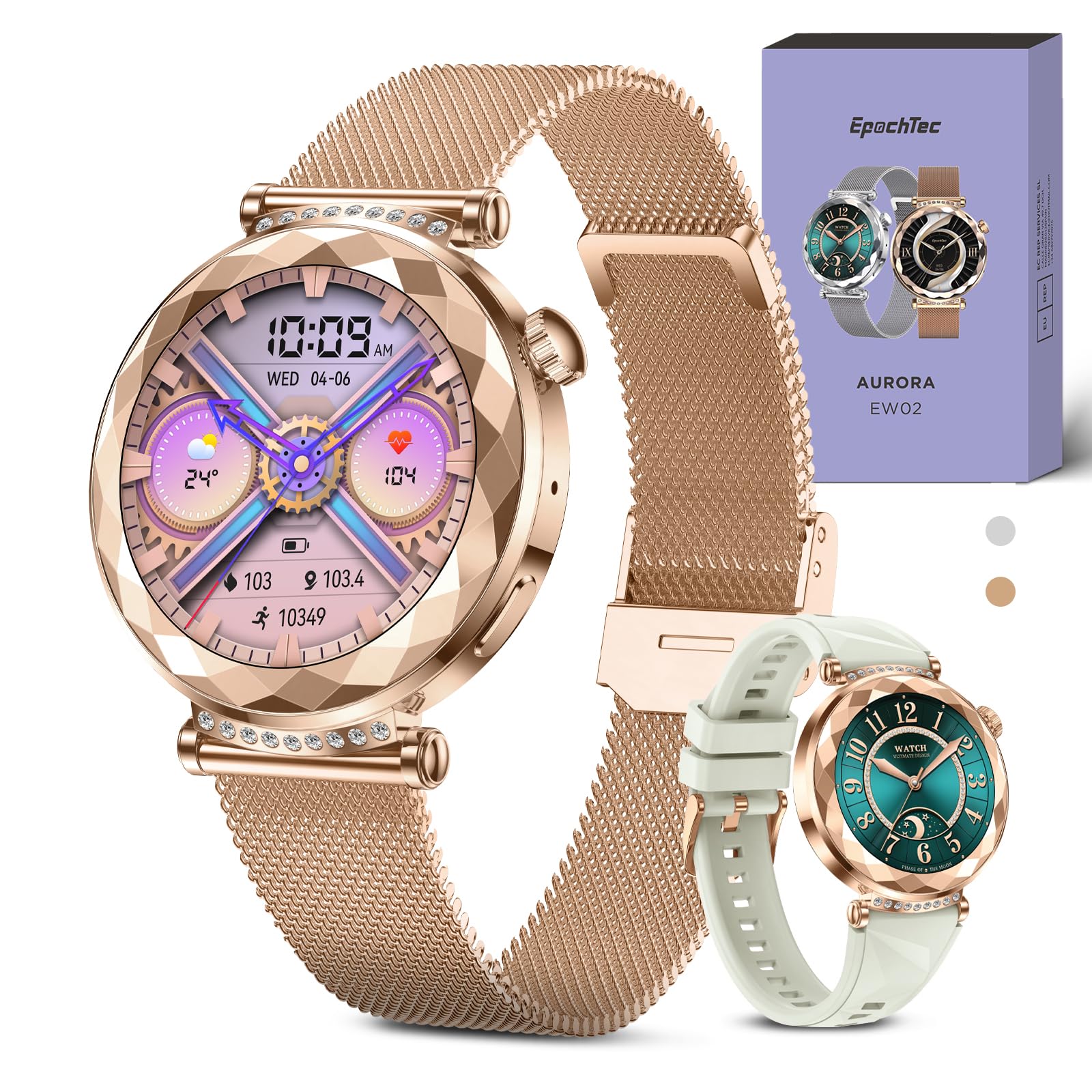 AURORA Smartwatch damski z funkcją telefonu (Różane złoto)