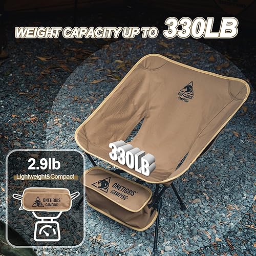 Miniatura 7 de OneTigris Silla de camping para mochileros, capacidad de 330 libras, silla plegable portátil ligera y compacta para camping, senderismo, viajes,