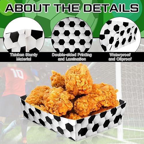 Miniatura 3 de Paquete de 36 bandejas deportivas para fiestas de 5 libras, bandejas de comida de fútbol para nachos, botes de papel grandes, bandeja desechable
