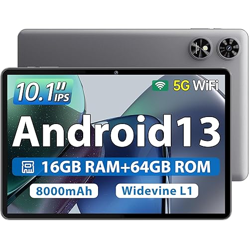 OUKITEL OT6 Tablet 10.1 Inch - Android 13 Tablets 16+64GB(1TB TF), 8000mAh Battery Tablet with Stylus/WiFi 6/Bluetooth 5.0/Widevine L1/Google GMS/TÜV/1280 * 800 IPS HD Tablet with Case