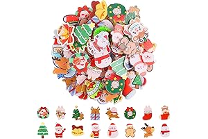 65Pcs Christmas Acrylic Brooch Pins for Cute and Kawaii Festive Cheer