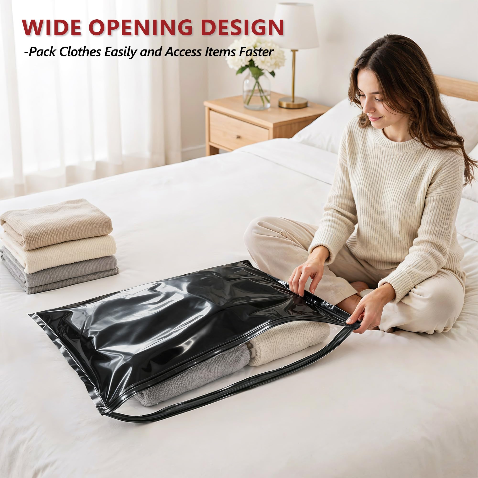 Travel Vacuum Bags for Clothing with Cordless Pump 18 Combo, Black view 6