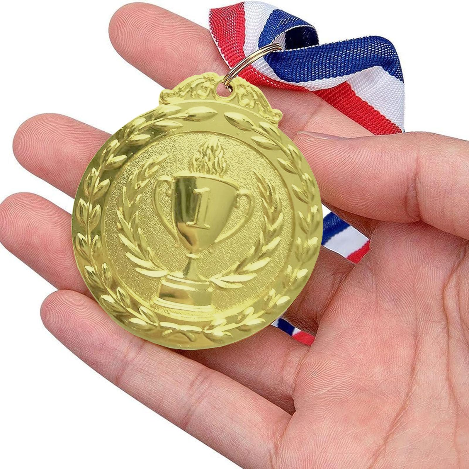 12 Pièces Médaille de Récompense, Médaille d'or Médaille d'argent Médaille de Bronze avec Rubans de Cou pour pour Les Compétitions,Le Sport, Style Olympique Diamètre env. 5,0 cm