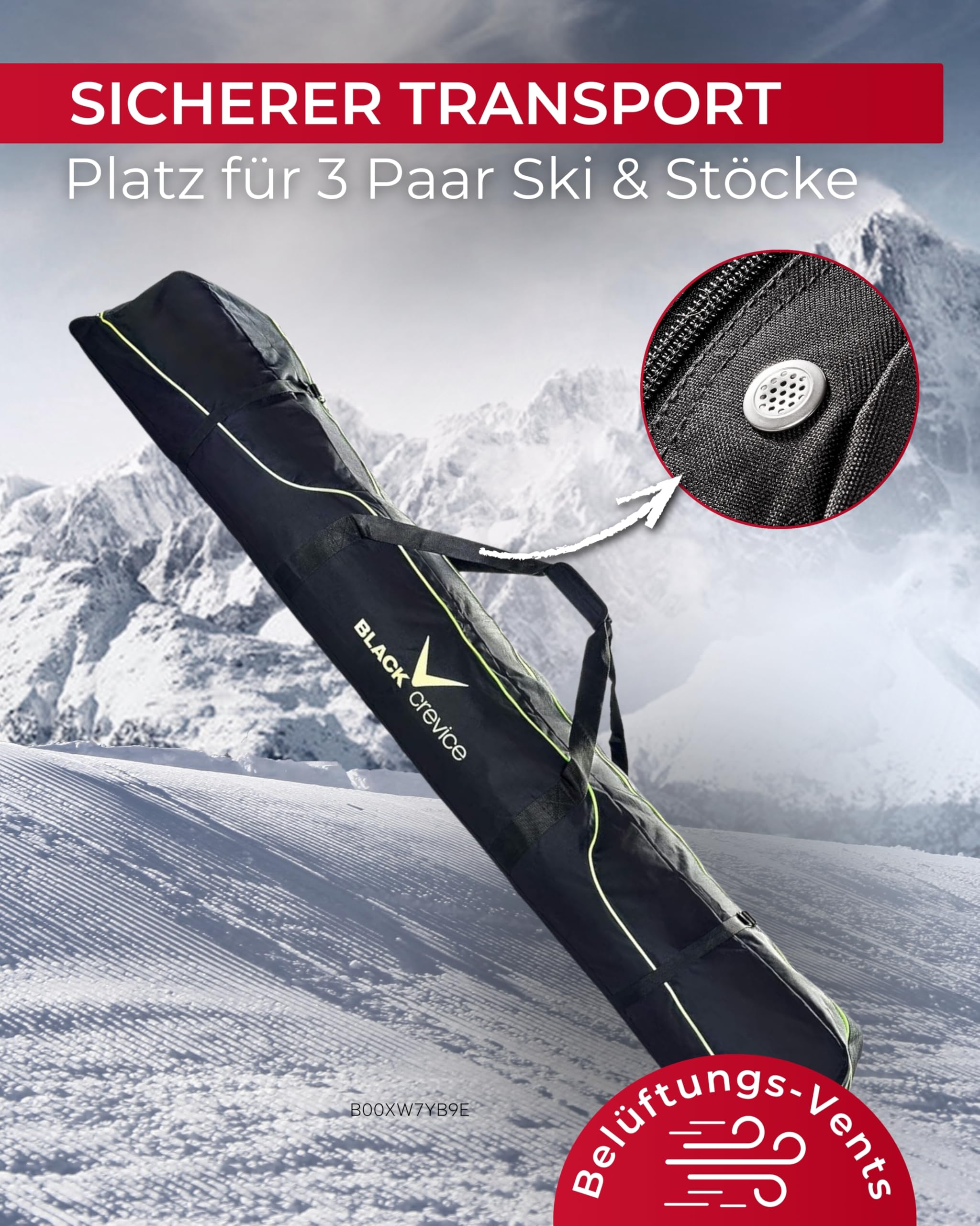 Black Crevice Adult (Unisex) Skitasche für 3 Paar Alpin Skier Ski Bag