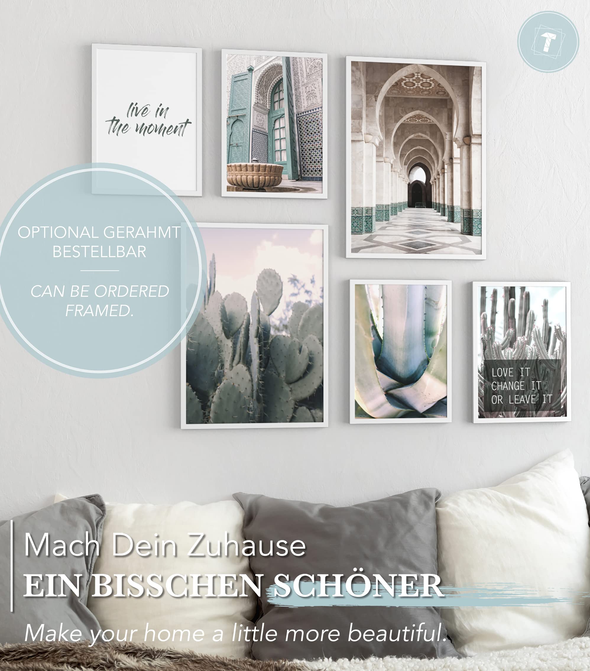 Papierschmiede Mood Poster Set Marokko, Bilder Wohnzimmer Deko  Schlafzimmer, 2x DIN A2 und 4x DIN A3, Afrika Kaktus Arabisch Grn - ohne  Rahmen: Amazon.de: Garten