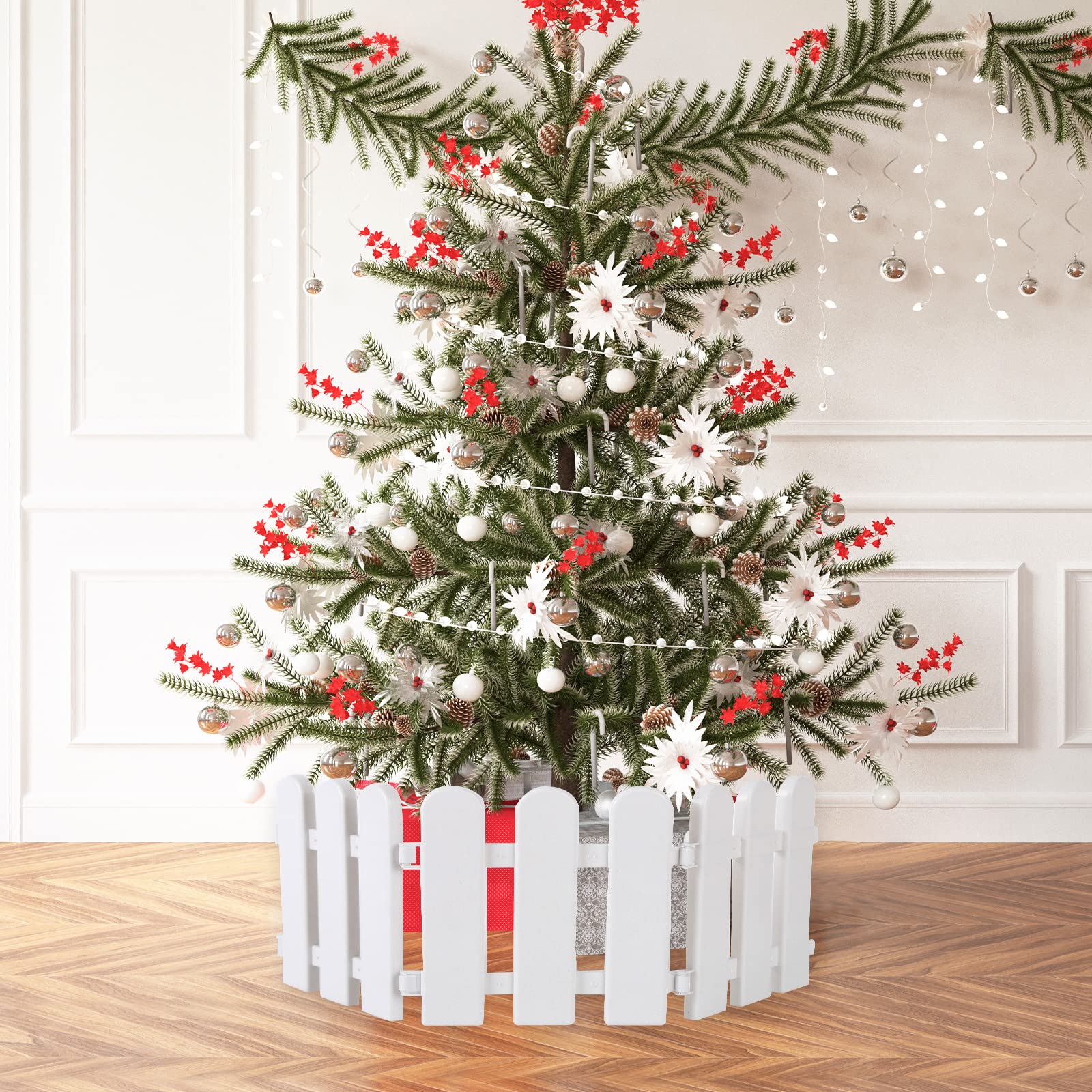 Recinzione Decorativa Plastica Bianca - 4 Pezzi 100cm Totali, Per Albero Natale, Giardino, Matrimoni - Foto 7