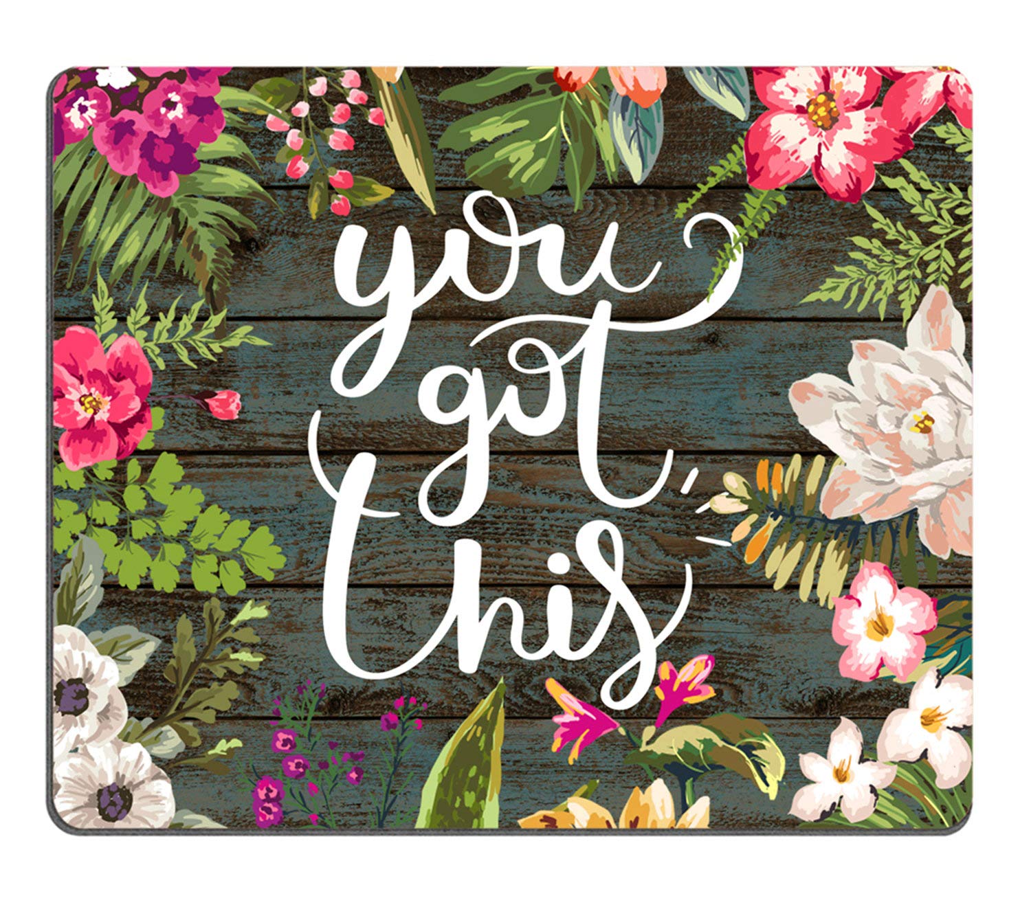 Pingpi Floral Mouse Pad Motiavation Quote You Got This Neoprene Inspirational Quote Mousepad Office Space Decor Home Office