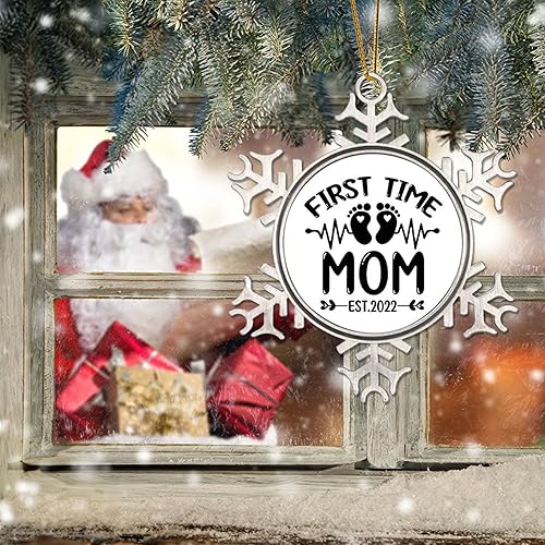 Miniatura 6 de Promoted to Mom - Adornos de Navidad para niños y bebés, decoraciones de Navidad de 3 pulgadas, adornos de copo de nieve de metal, regalo de