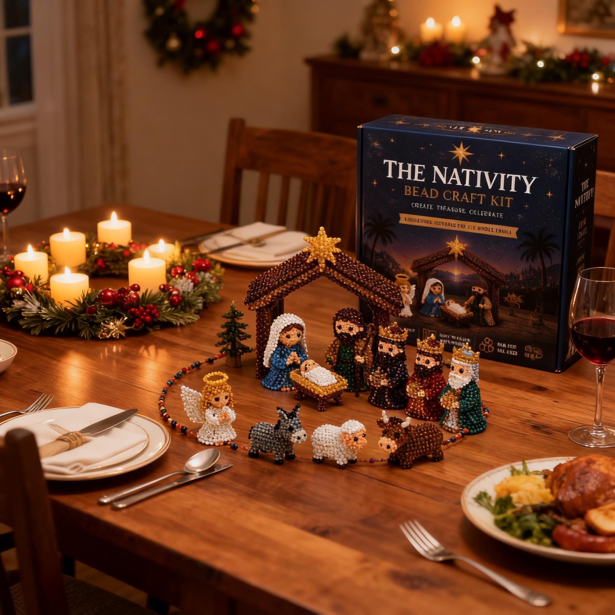 Hamosky Kit fai da te con perline 3D a forma di animale, con perline 3D fatte a mano, kit fai da te per principianti, con istruzioni passo passo per adolescenti (scena del presepe)