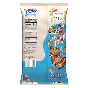 Pirate's Booty Aged White Cheddar Cheese Puffs, Gluten-Free, Kids Snacks, 4oz