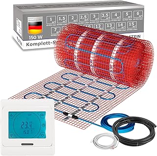 VILSTEIN® Elektrische Fußbodenheizung [150W/m²] - Bodenheizung Elektrisch geeignet für Laminat, Fliesen & mehr - Elektro Fussbodenheizung - Elektrische Heizmatte Fußboden - (20x0.5m - 10qm)