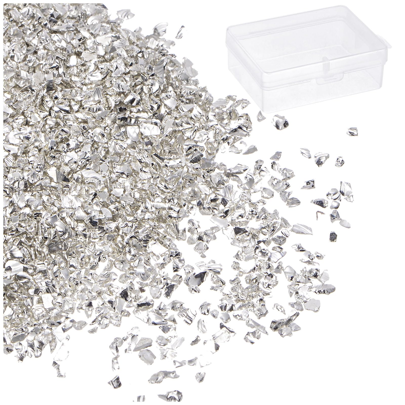 Copeaux de verre écrasé pour travaux manuels HARFINGTON argenté 1-3 mm, décor résine époxy
