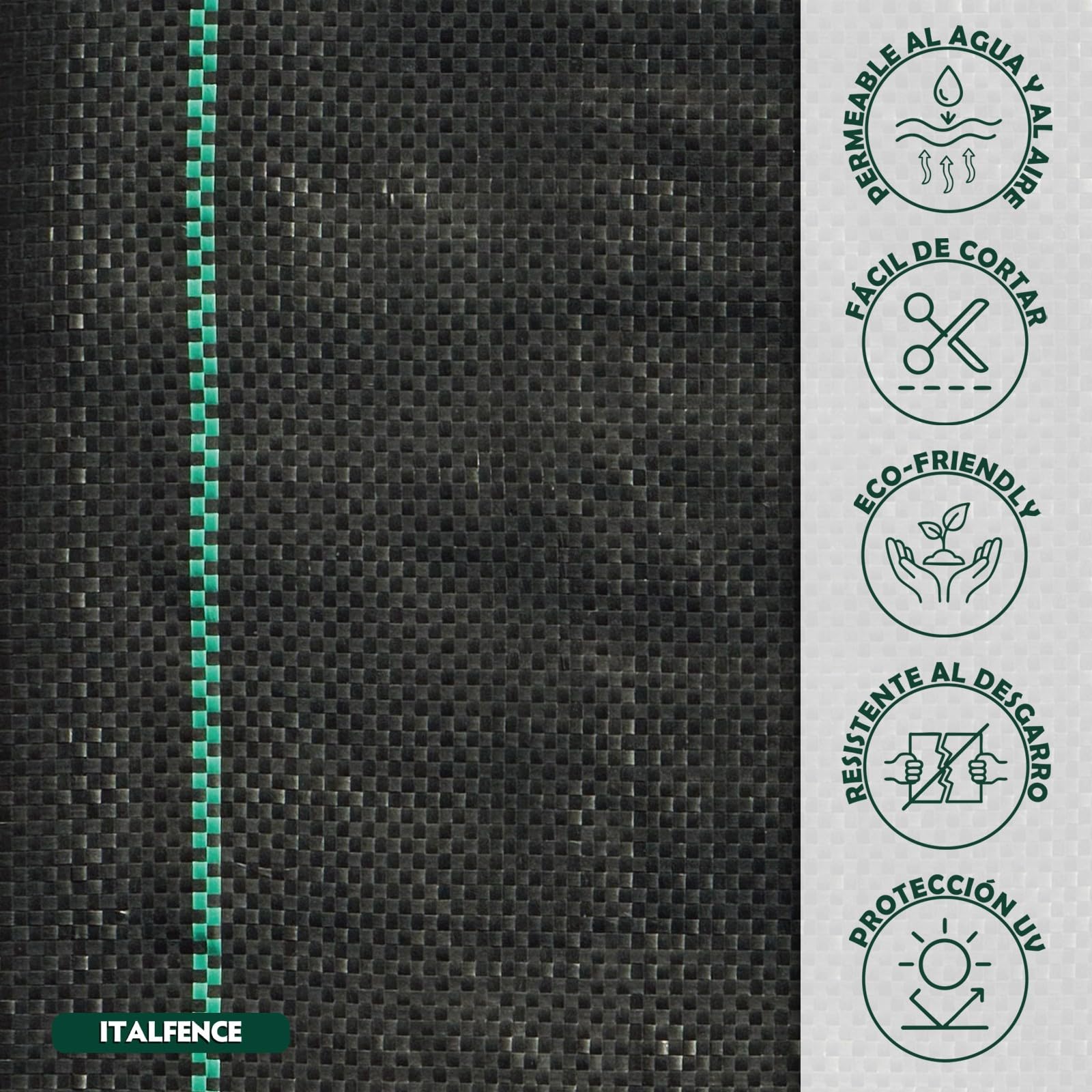 Malla antihierbas 100 g/m² con 20 clavos de jardín y arandelas [2 x 5 m]