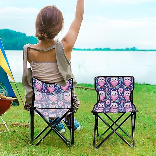 Miniatura 2 de Outdoor Folding Pink Owl Flower Camping Chairs for Adults Portable Camping Chair Lightweight Lawn Chair 202a4579