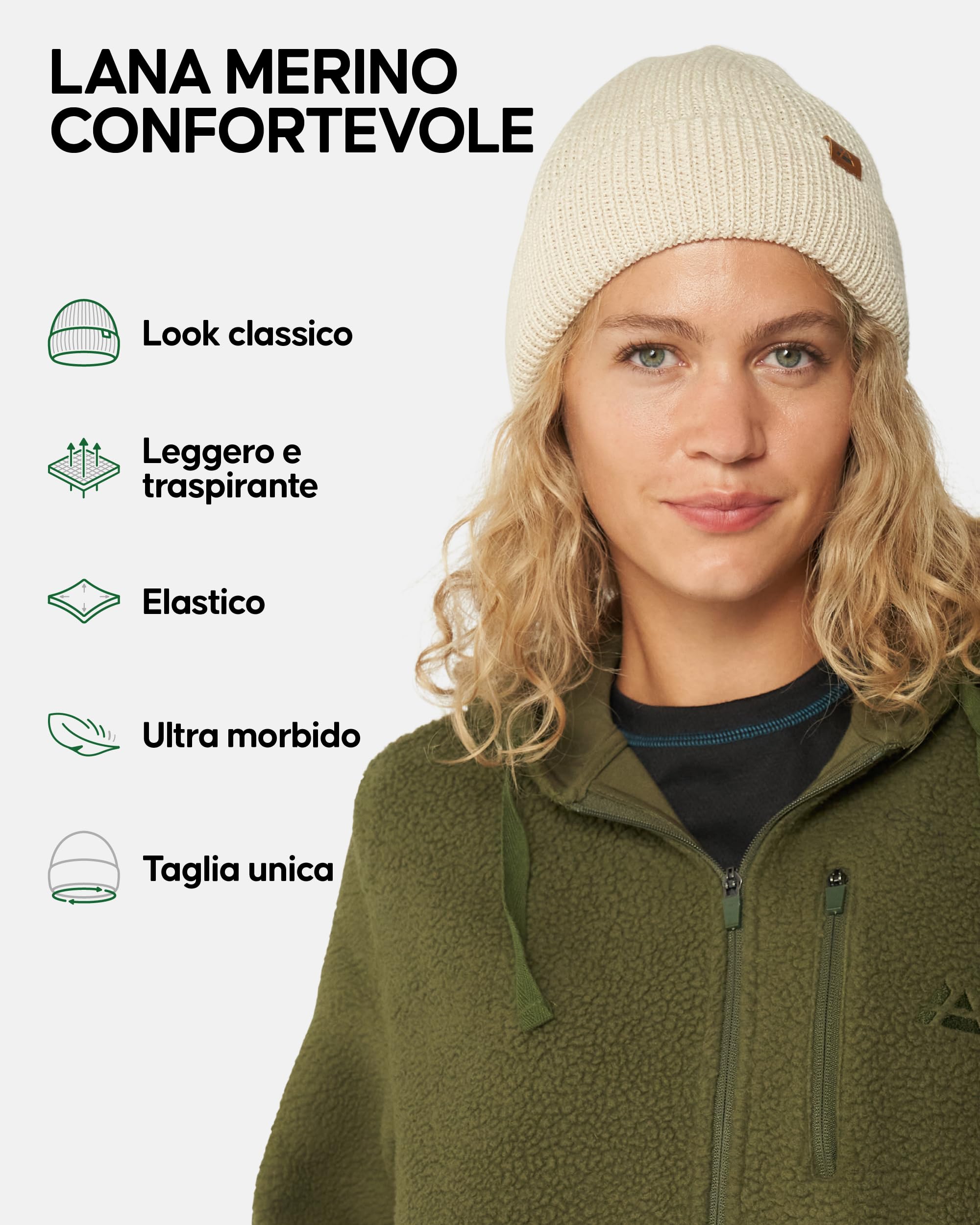 DANISH ENDURANCE Cappello Lana Merino, Berretto Beanie in Maglia Termica, da Uomo e Donna