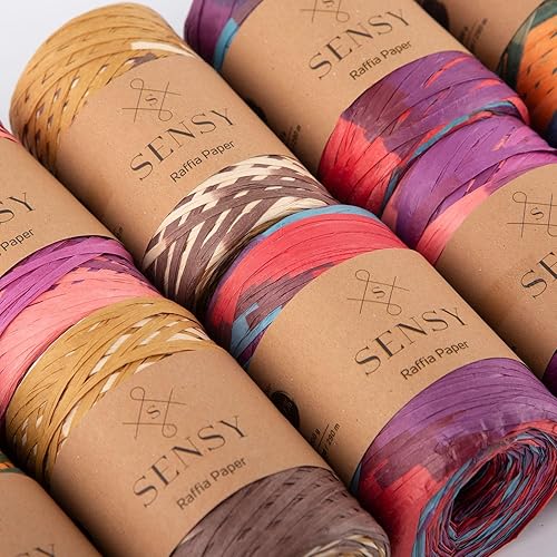 Miniatura 9 de Sensy Premium - Papel de rafia de 438 yardas, cinta de papel (natural claro)