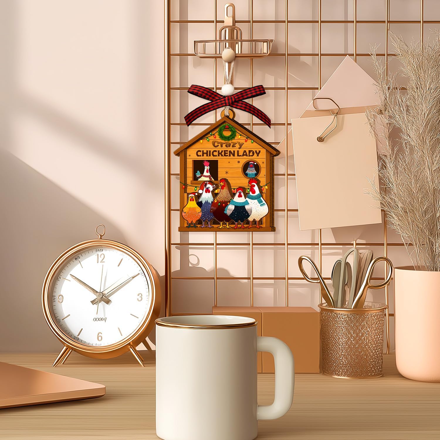 Chicken Christmas Ornaments - Farm Animal Christmas Ornaments - Chicken Ornaments for Christmas Tree - Crazy Chicken Lady Gifts for Women Chick Hen Lovers, Farmer - Wood Farmhouse Ornament - Image 7