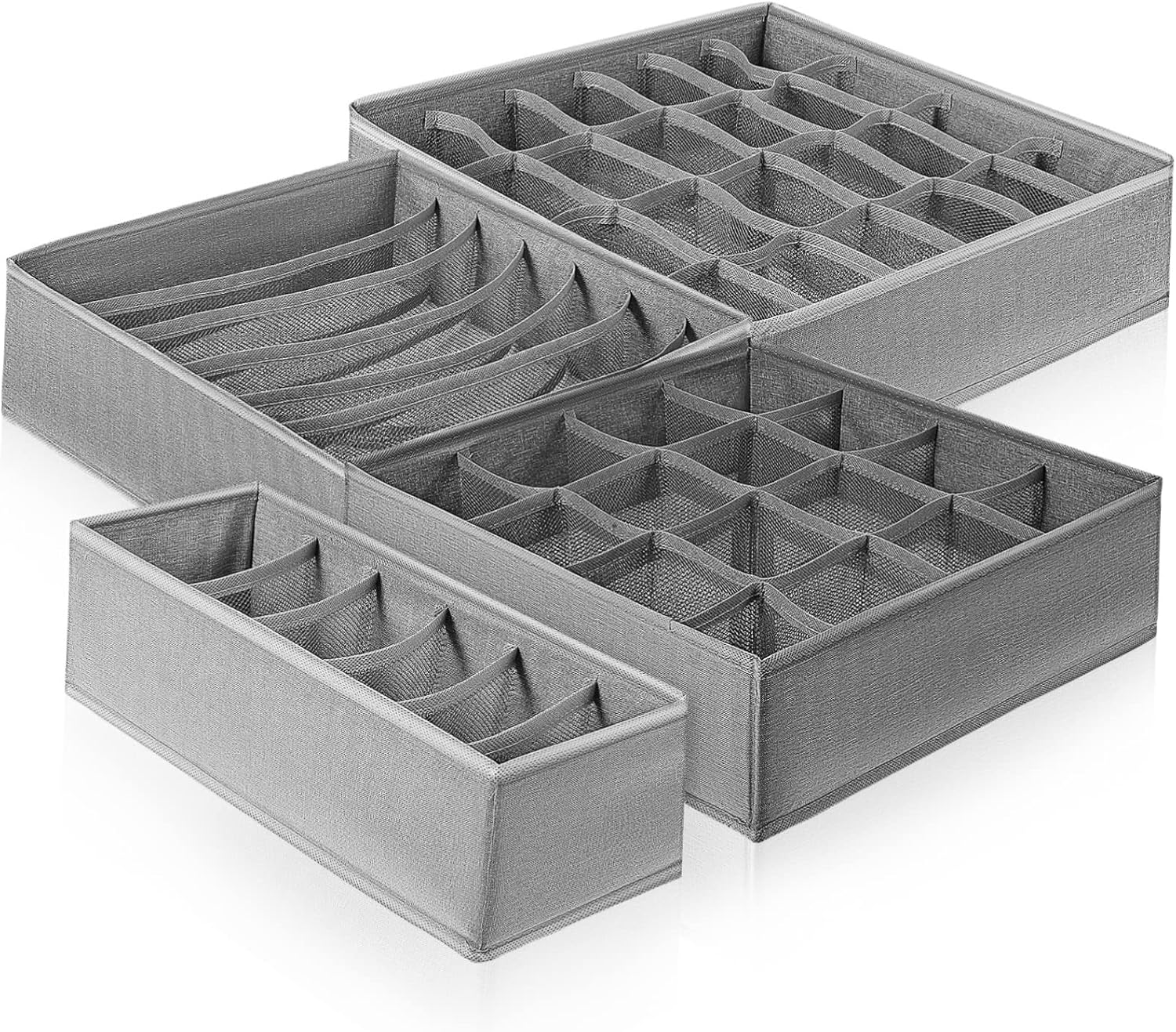 MAGICLULU 4Pcs Foldable Drawer Organizer Boxes for Clothing Socks Underwear and Ties Sturdy Cationic Storage for Closet and Cabinet Organization