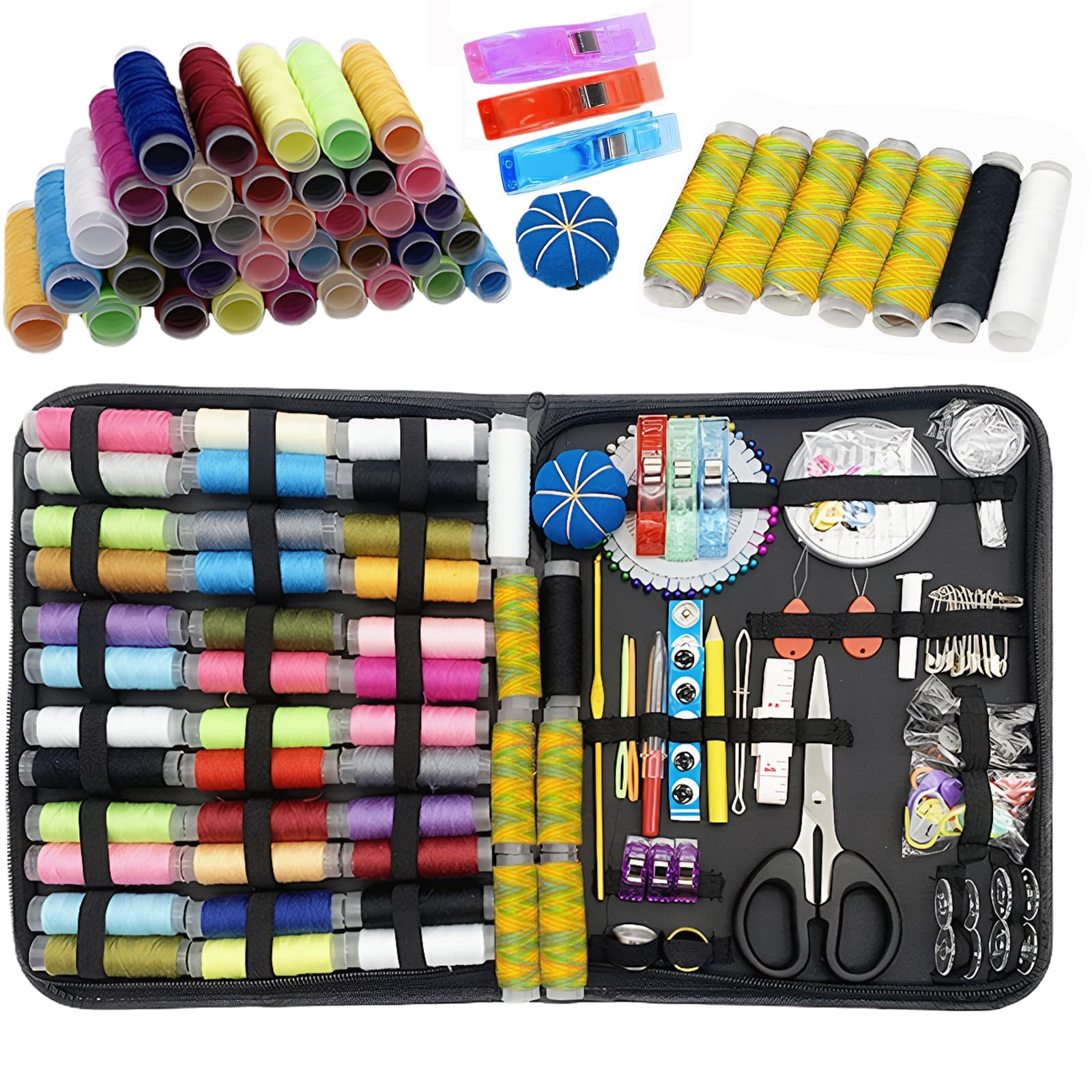 Sewing Kit, 230 PCS Sewing Accessories and Supplies with 43 XL Sewing Thread Spools, Suitable for Adults, Beginner, Emergency, DIY and Home Button Repair, with Scissors,Thimble, Needle