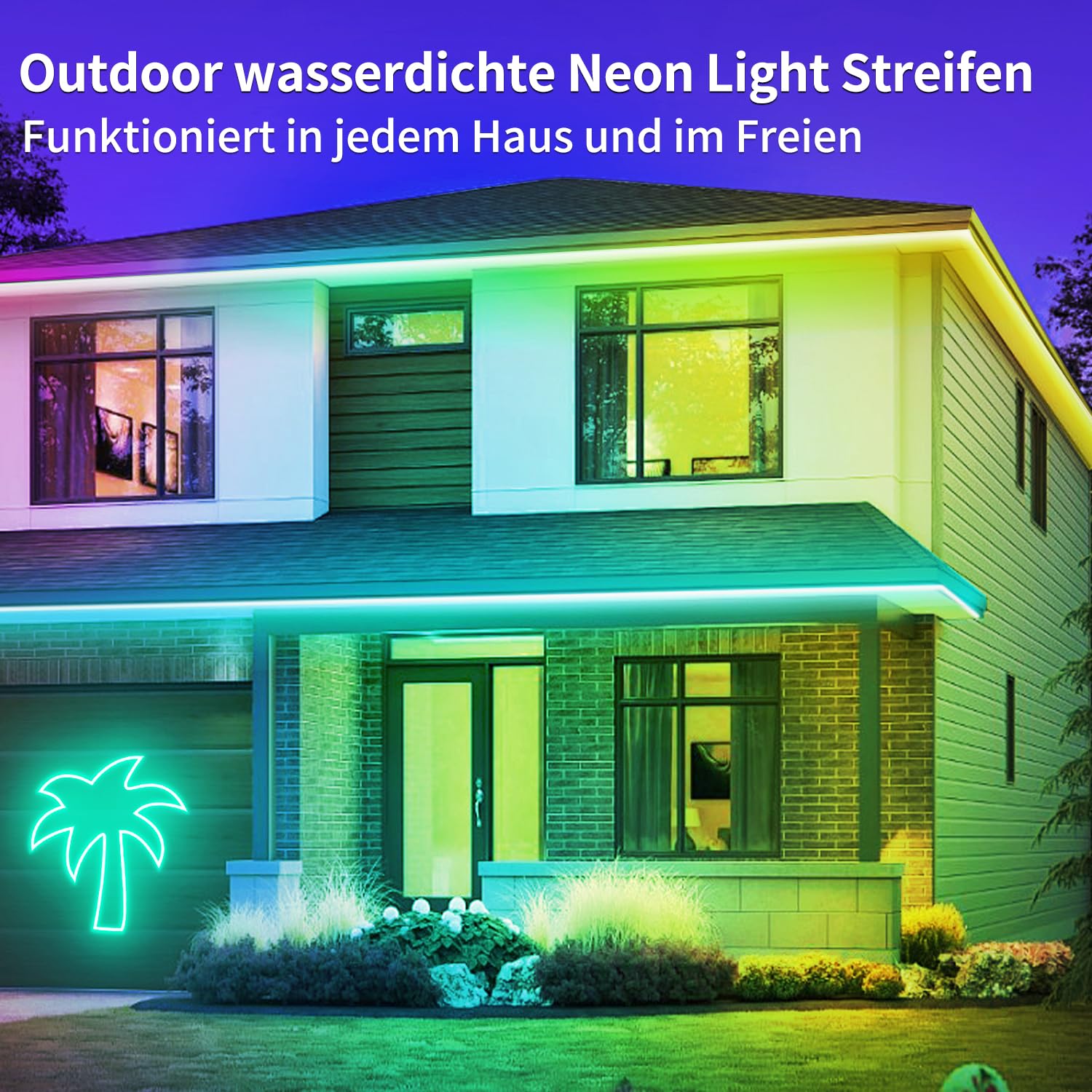 segrass Striscia LED neon IP65, impermeabile, 40 m, per camera da letto, flessibile, con controllo remoto/app, striscia luminosa RGB per interni ed esterni, camera da letto, decorazione della casa