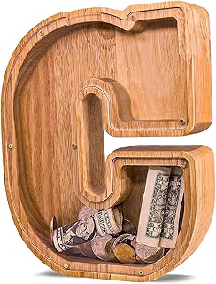 Wooden Letter Piggy Bank for Kids Larger Letter Piggy Bank for Boys and Girls Personalized Piggy Bank Initial Coin Bank Wood Kids Money Bank for Birthday and Festival