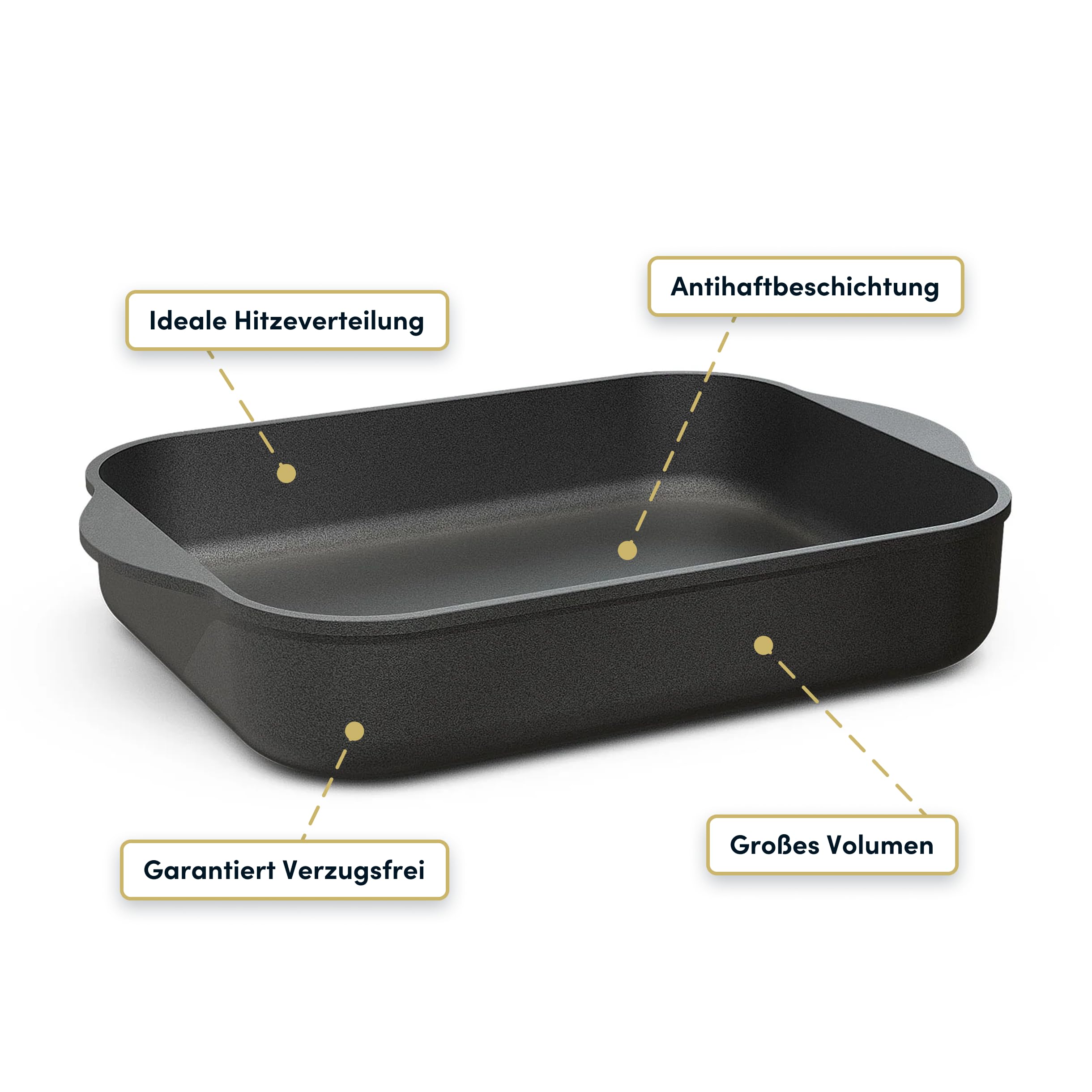 Hoffmann Aluguss Bratreine Auflaufform Induktion I Bräter Rechteckig 32x 24,5 x 6 cm Innenmaß I Auflaufblech Lasagneform Backofenform I Backform Induktionsgeeignet